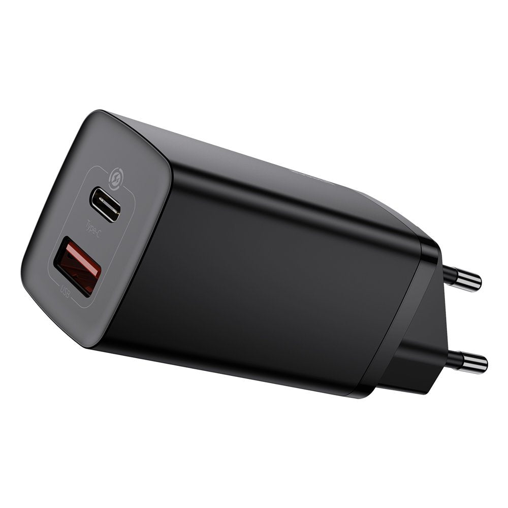 Carregador de rede Baseus GaN2 Lite, 65W, 3A, 1 x USB-A - 1 x USB-C, preto CCGAN2L-B01 