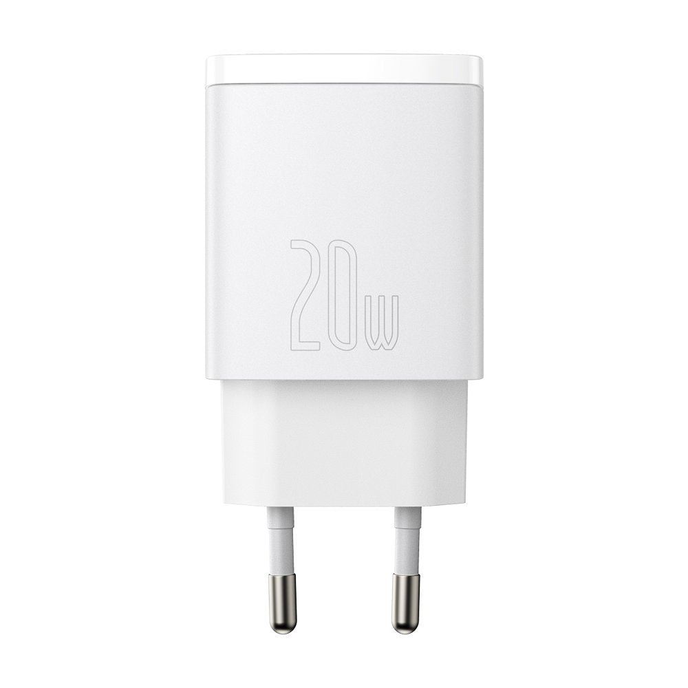 Carregador de rede compacto Baseus, 20W, 3A, 1 x USB-A - 1 x USB-C, branco CCXJ-B02