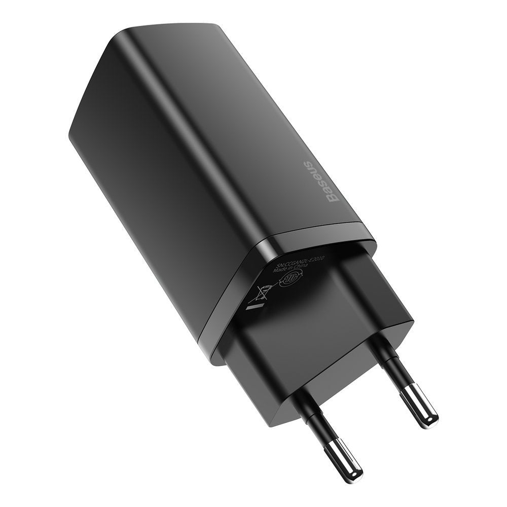 Carregador de rede Baseus GaN2 Lite, 65W, 3A, 1 x USB-A - 1 x USB-C, preto CCGAN2L-B01 