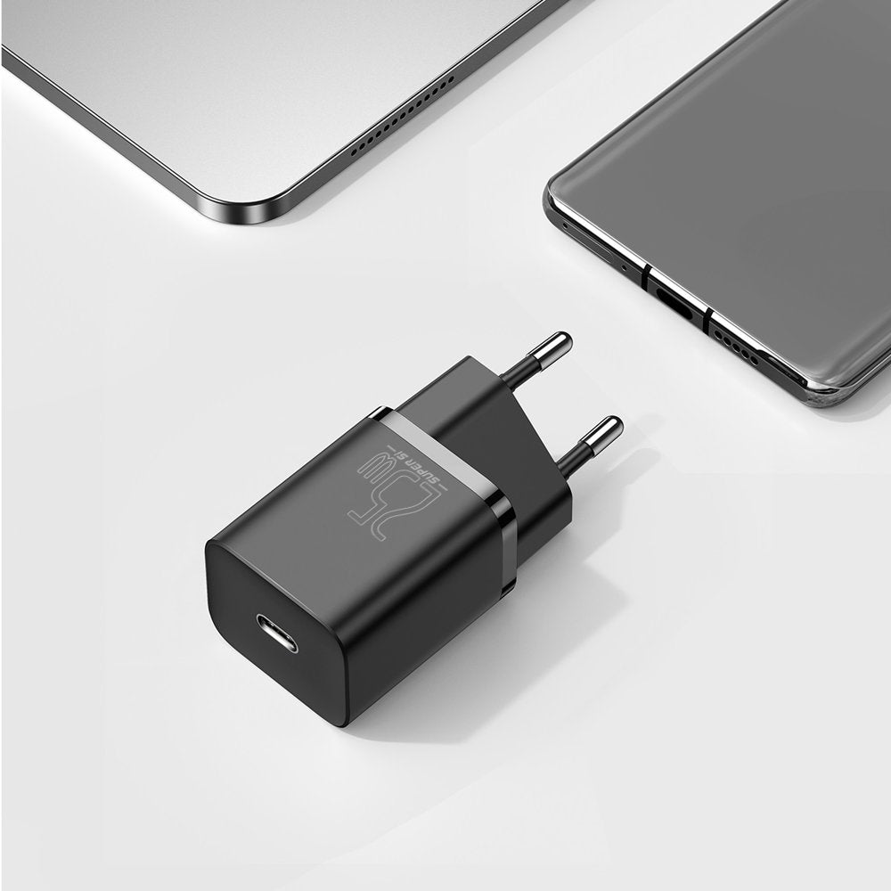 Carregador de rede Baseus Super Si, 25 W, 3 A, 1 x USB-C, preto CCSP020101