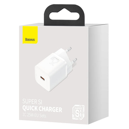 Carregador de rede Baseus Super Si, 25 W, 3 A, 1 x USB-C, branco CCSP020102