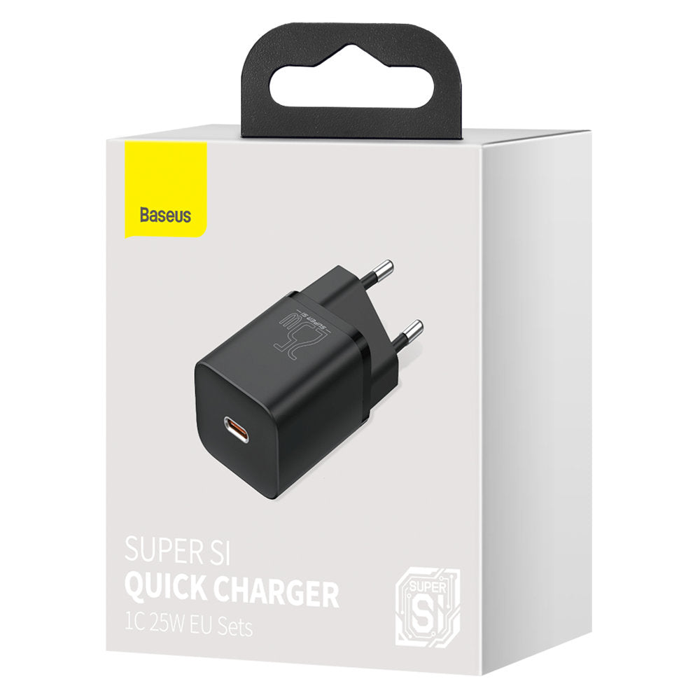 Carregador de rede Baseus Super Si, 25 W, 3 A, 1 x USB-C, preto CCSP020101