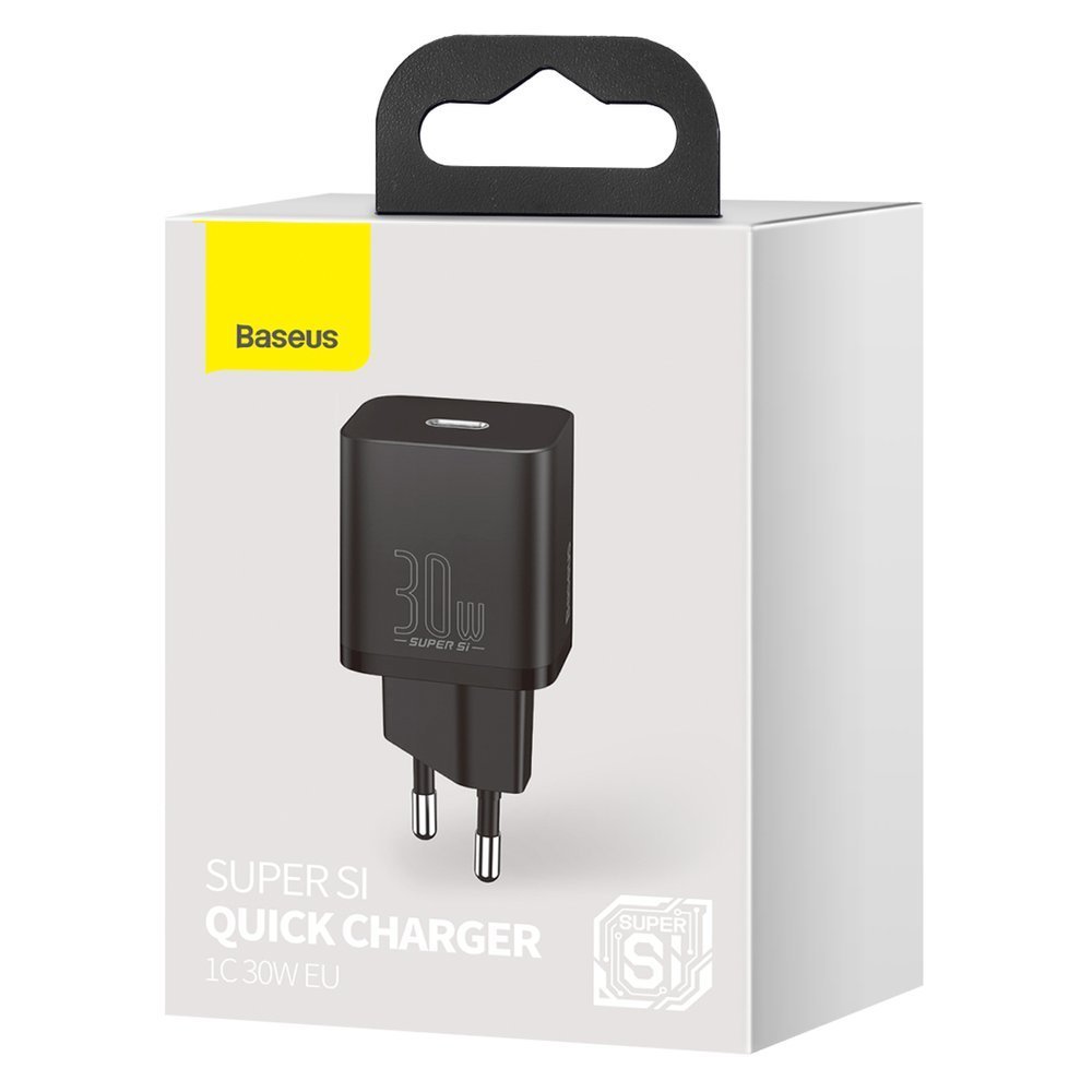 Carregador de rede Baseus Super Si, 30W, 3A, 1 x USB-C, preto CCSUP-J01 