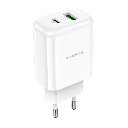 Carregador de Rede Borofone BBN4 Potential, 20W, 3A, 1 x USB-A - 1 x USB-C, Branco