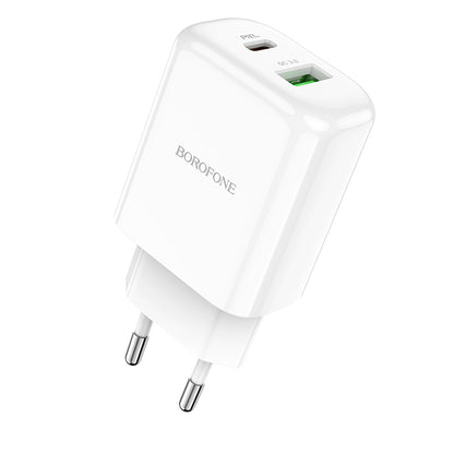 Carregador de Rede Borofone BBN4 Potential, 20W, 3A, 1 x USB-A - 1 x USB-C, Branco