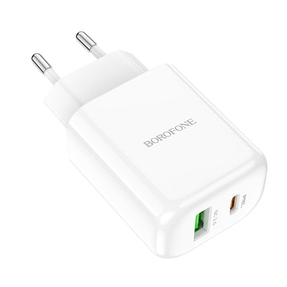 Carregador de Rede Borofone BBN4 Potential, 20W, 3A, 1 x USB-A - 1 x USB-C, Branco