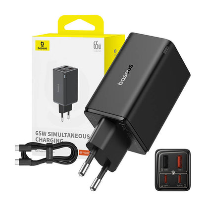 Carregador de rede USB-C Baseus GaN 6 Pro, 65 W, 3,25 A, 2 x USB-A - 2 x USB-C, preto P10162701113113-00 