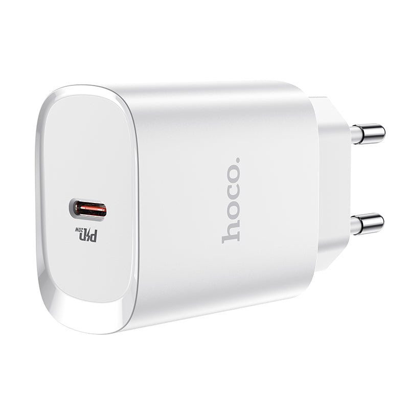 Carregador de rede HOCO N14, 20W, 3A, 1 x USB-C, branco