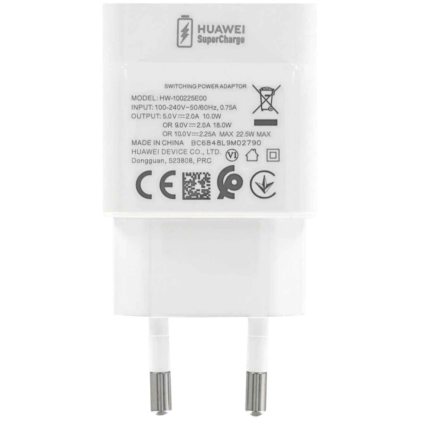 Carregador de rede Huawei CP404 HW-100225E00, 22,5 W, 2,25 A, 1 x USB-A, branco 02221268