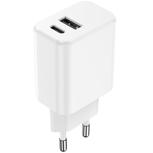 Carregador de rede Setty, 20W, 3A, 1 x USB-A - 1 x USB-C, branco