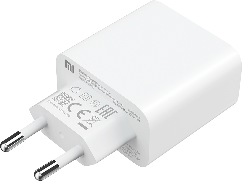 Carregador de rede Xiaomi, 33 W, 3 A, 1 x USB-A - 1 x USB-C, branco BHR4996996GL