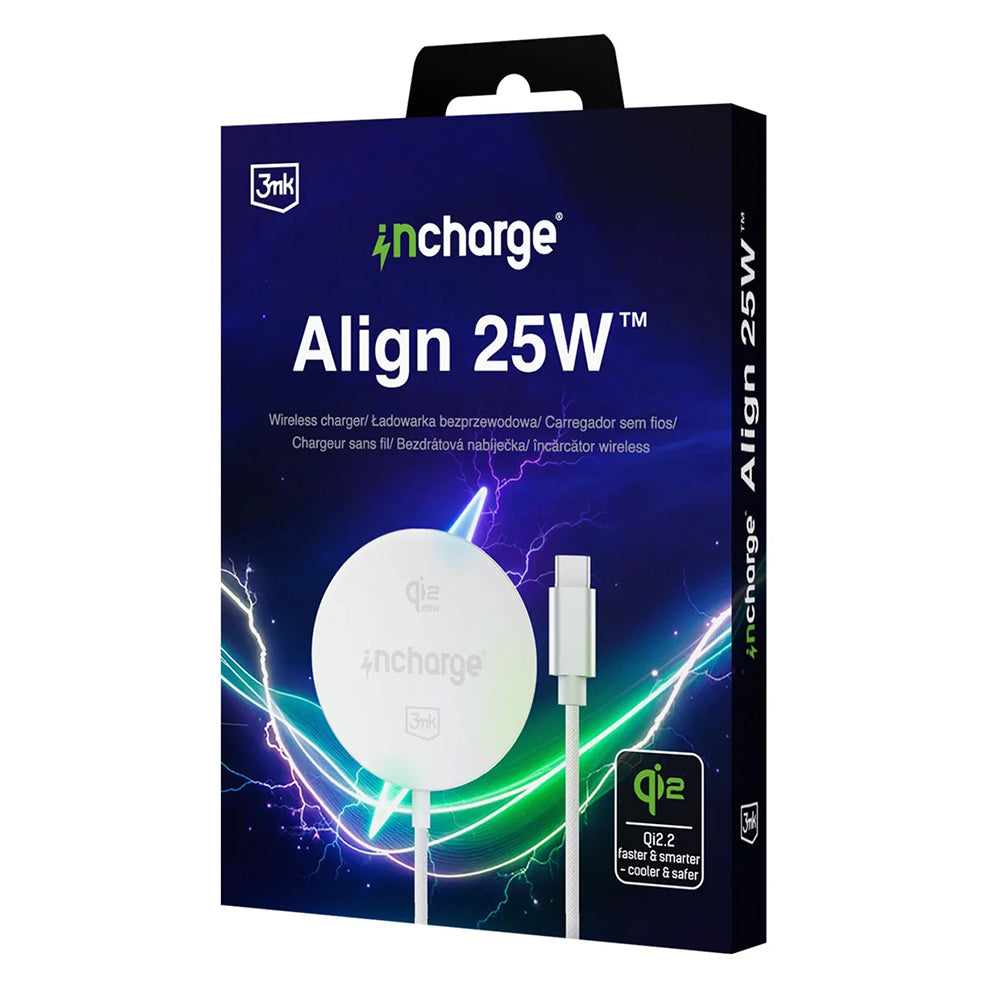 Carregador de Rede Wireless 3MK Align, 25W, Branco