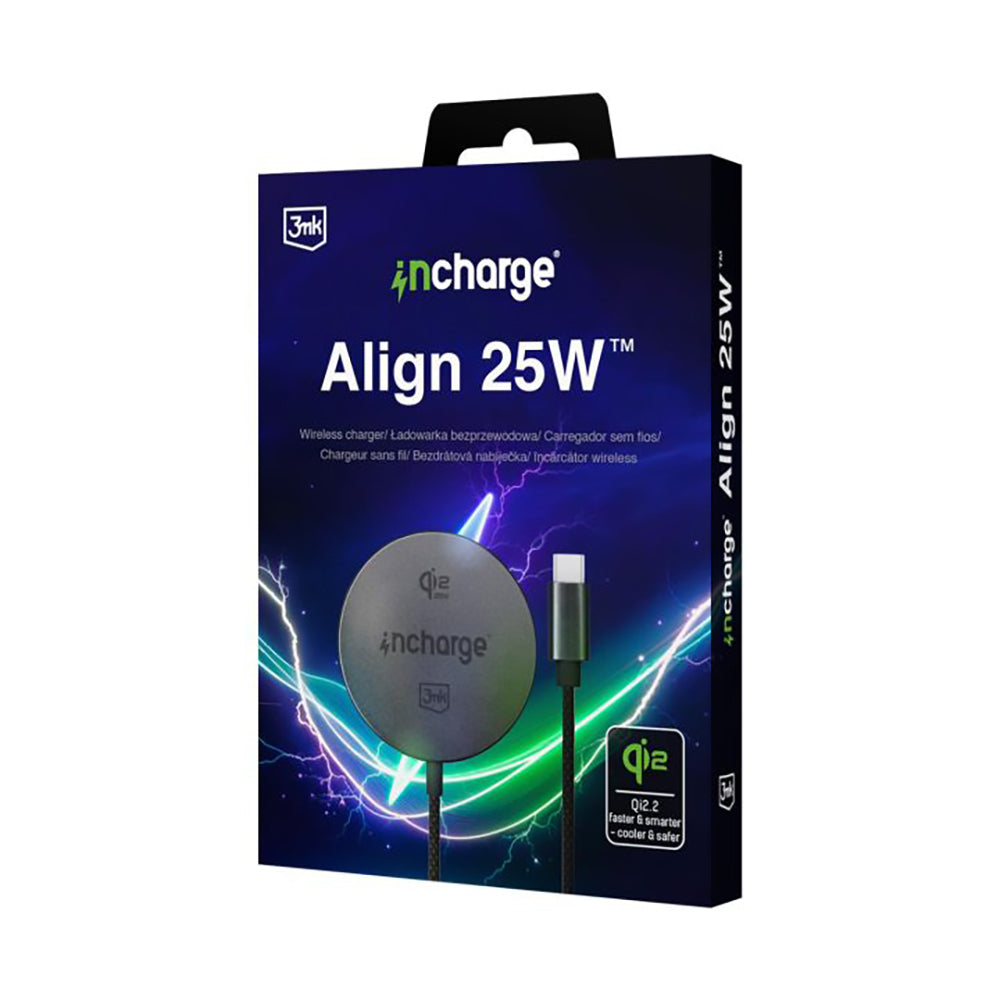 Carregador de Rede Sem Fios 3MK Align, 25W, Preto
