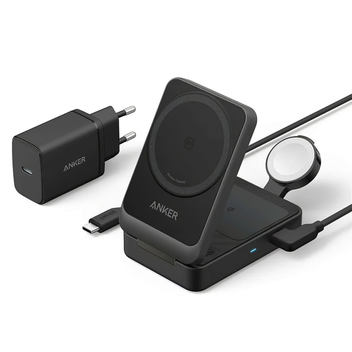 Carregador de Rede Sem Fios Anker MagGo 3in1, 15W, 1.67A, Preto B2557311