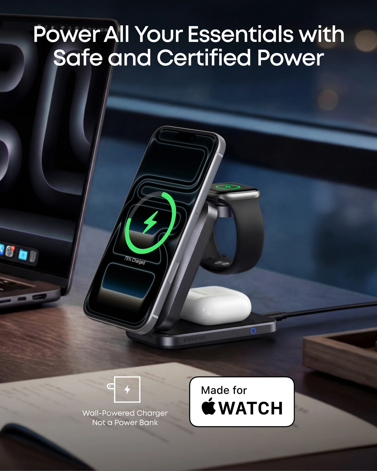 Anker Prime MagGo 3in1 Wireless Charger, 25W, Black A25N1