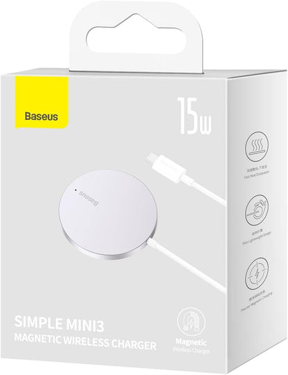 Carregador de rede sem fios Baseus Simple Simple Mini 3, 15 W, 1,67 A, prateado CCJJ040012 