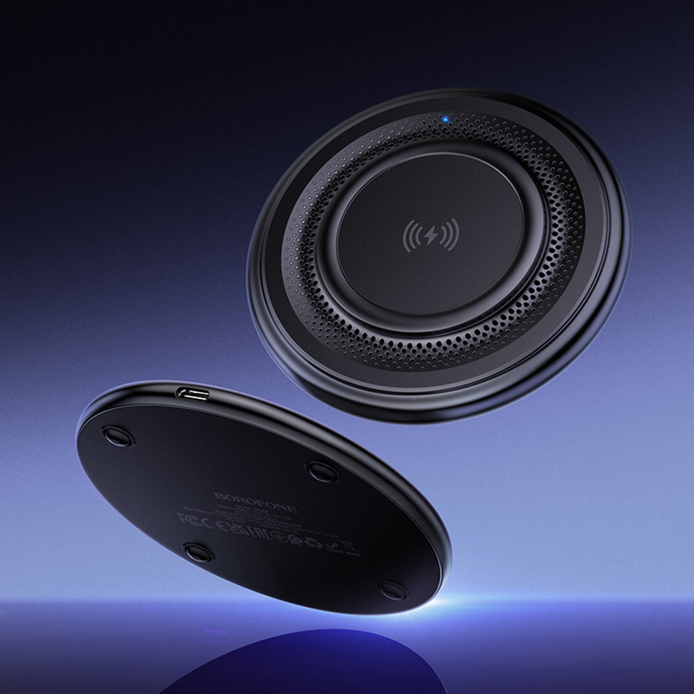 Carregador de Rede Sem Fios Borofone BQ40 Crown, 15W, 1.67A, Preto