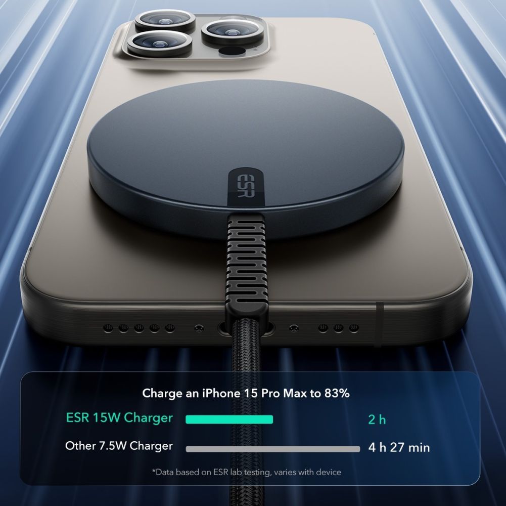 Carregador de Rede Sem Fios ESR HaloLock, 15W, 1.67A, Preto