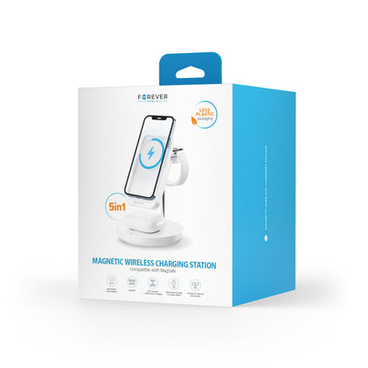 Forever MACS-100 5in1 Wireless Network Charger, 20W, 3A, 1 x USB-A, White