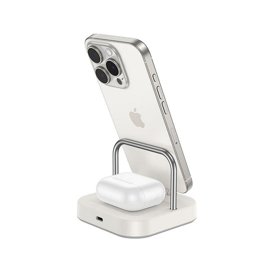 Carregador de Rede Sem Fios HOCO CQ16A 3em1, 15W, 1.67A, Branco