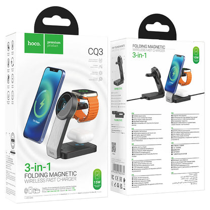 HOCO CQ3 3in1 Wireless Network Charger, 15W, 1.67A, Black