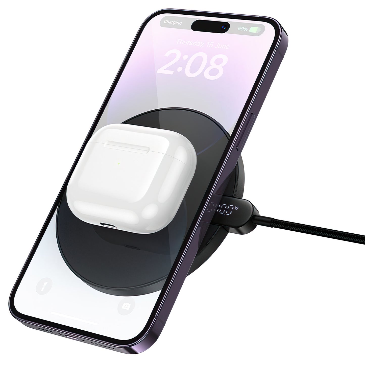 Carregador de Rede Sem Fios HOCO CW62, 15W, 1.67A, Preto