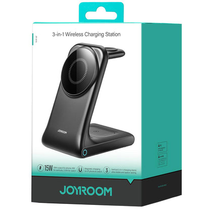 Carregador de Rede Sem Fios Joyroom JR-W15 3em1, 15W, 1.67A, Preto