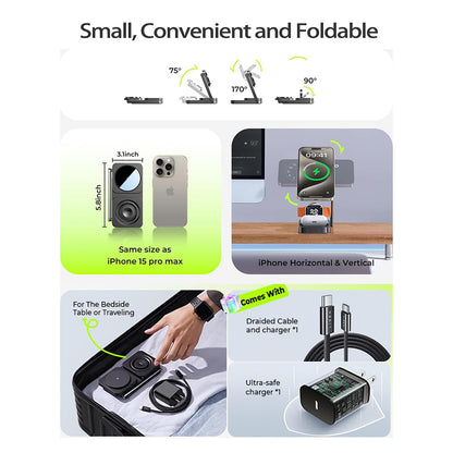 Carregador de Rede Sem Fio Lisen 3 em 1, 15W, 1.67A, Preto YL0424010003