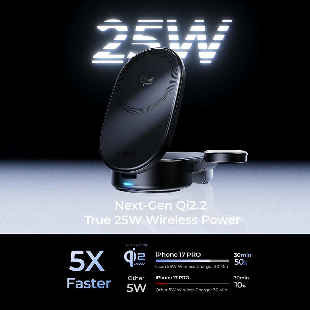 Lisen W121 3in1 Wireless Network Charger, 25W, Black YL0325080017