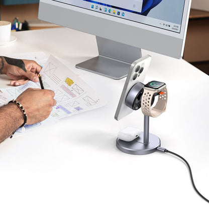 Carregador de Rede Wireless McDodo CH-2460 Swan 3em1, 22.5W, 1.67A, Cinzento