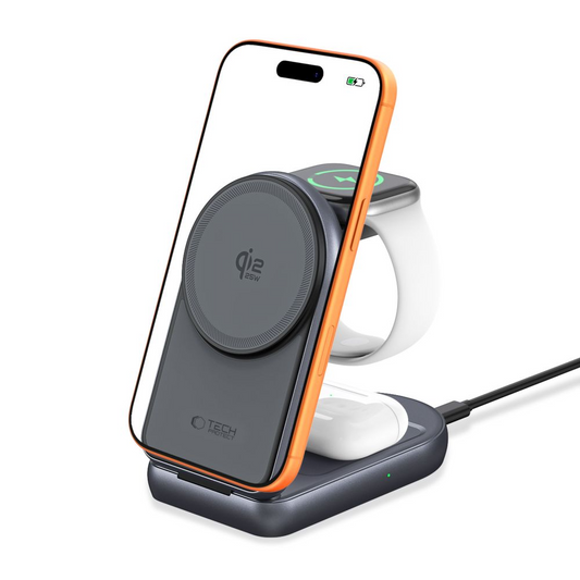 Carregador de Rede Wireless Tech-Protect A53 3em1, 25W, Cinzento