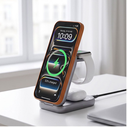 Carregador de Rede Wireless Tech-Protect A53 3em1, 25W, Cinzento