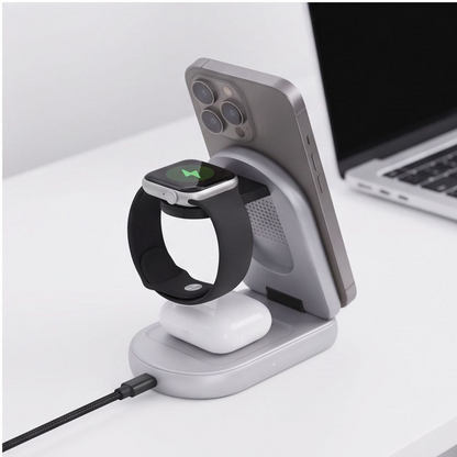 Carregador de Rede Wireless Tech-Protect A53 3em1, 25W, Cinzento