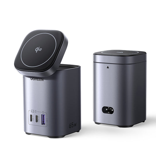 Carregador de Rede Sem Fios UGREEN X555 4in1, 65W, 3.25A, 1 x USB-A - 2 x USB-C, Cinzento