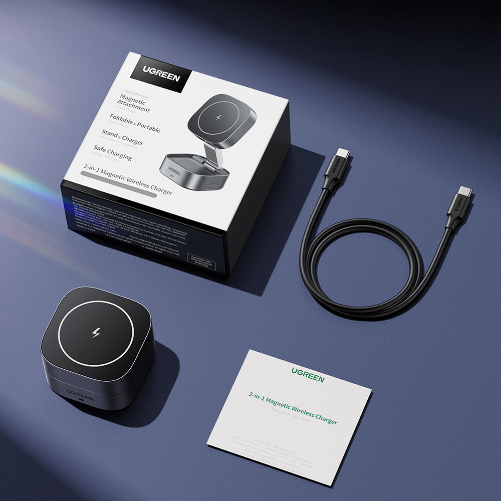 Carregador de Rede Sem Fios UGREEN W526 3em1, 20W, 1.67A, 1 x USB-C, Preto