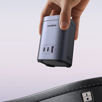 Carregador de Rede Sem Fios UGREEN X555 4in1, 65W, 3.25A, 1 x USB-A - 2 x USB-C, Cinzento