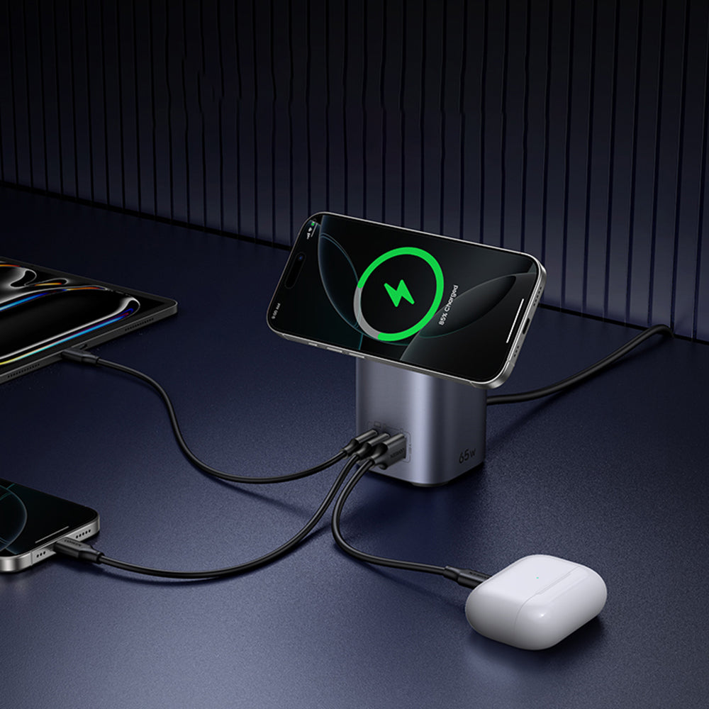 Carregador de Rede Sem Fios UGREEN X555 4in1, 65W, 3.25A, 1 x USB-A - 2 x USB-C, Cinzento