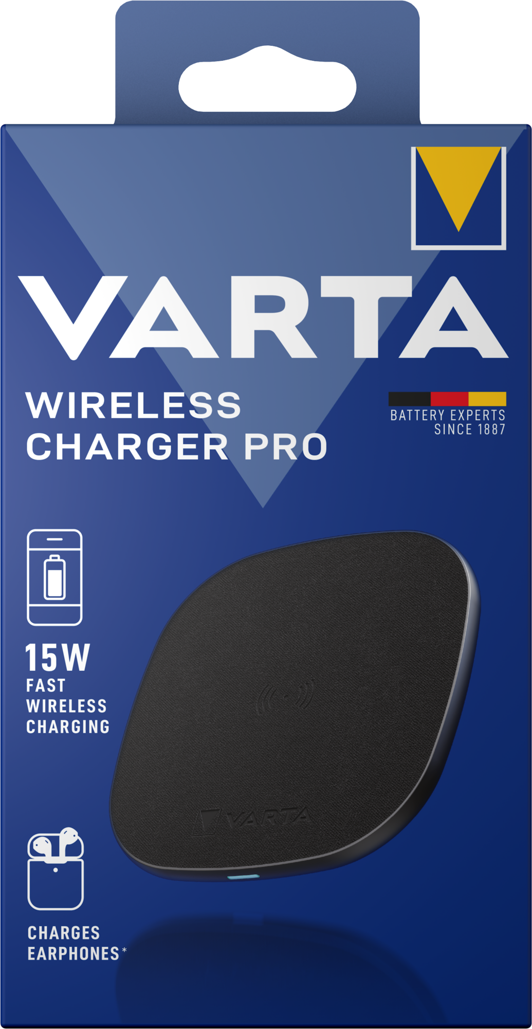 Carregador de rede sem fios Varta Pro, 15 W, 1,67 A, preto