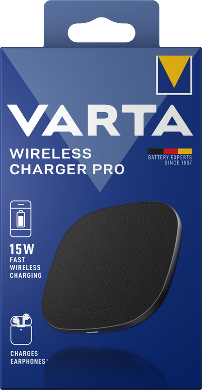 Carregador de rede sem fios Varta Pro, 15 W, 1,67 A, preto