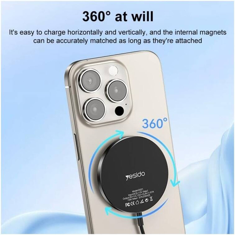 Yesido DS21 Wireless Network Charger, 15W, 1.67A, Black