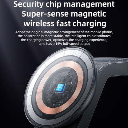 Carregador de Rede Sem Fios Yesido DS26 3em1, 15W, 1.67A, Cinzento