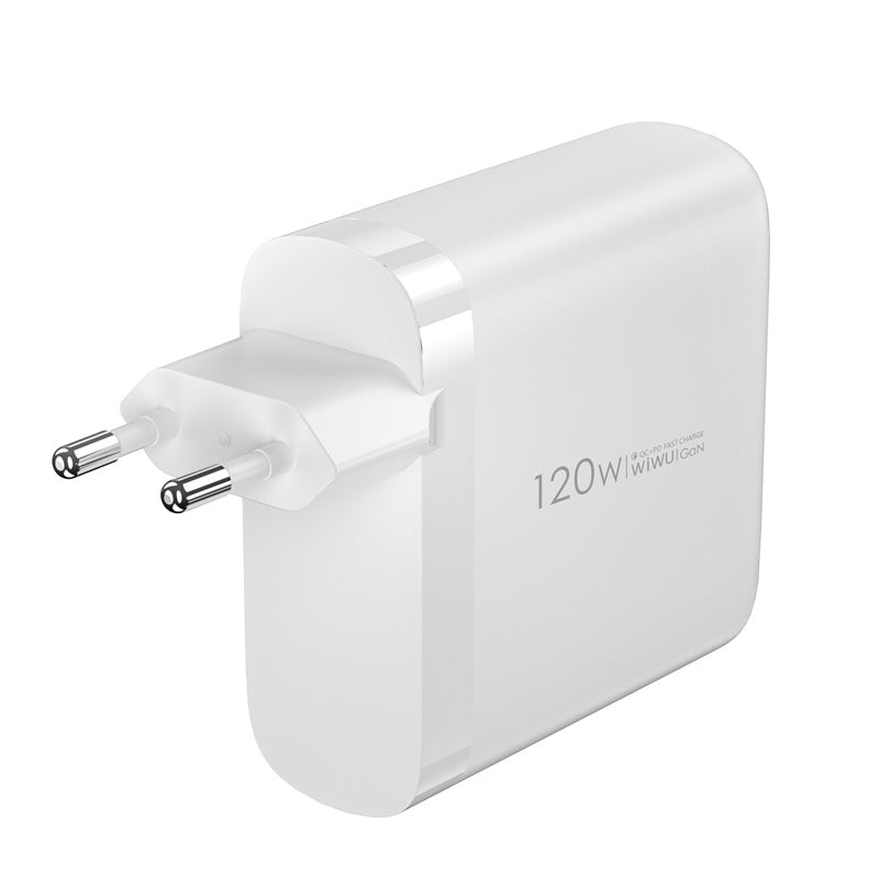 Carregador de rede WiWu Wi-U020, 120W, 3A, 1 x USB-A - 3 x USB-C, branco 