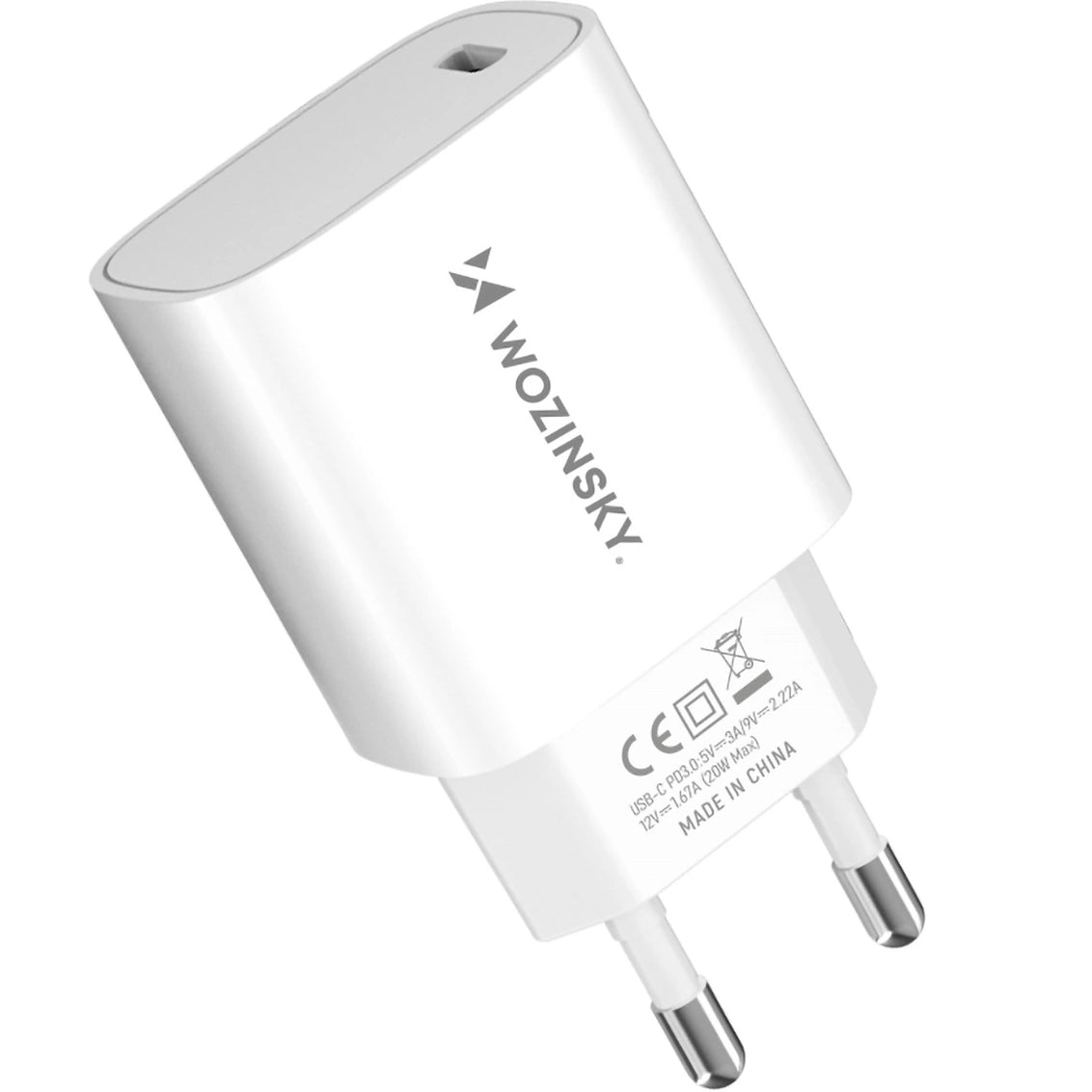 Carregador de Rede WZK WGWCCW, 20W, 3A, 1 x USB-C, Branco