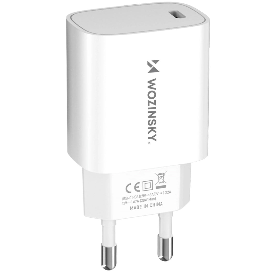 Carregador de Rede WZK WGWCCW, 20W, 3A, 1 x USB-C, Branco