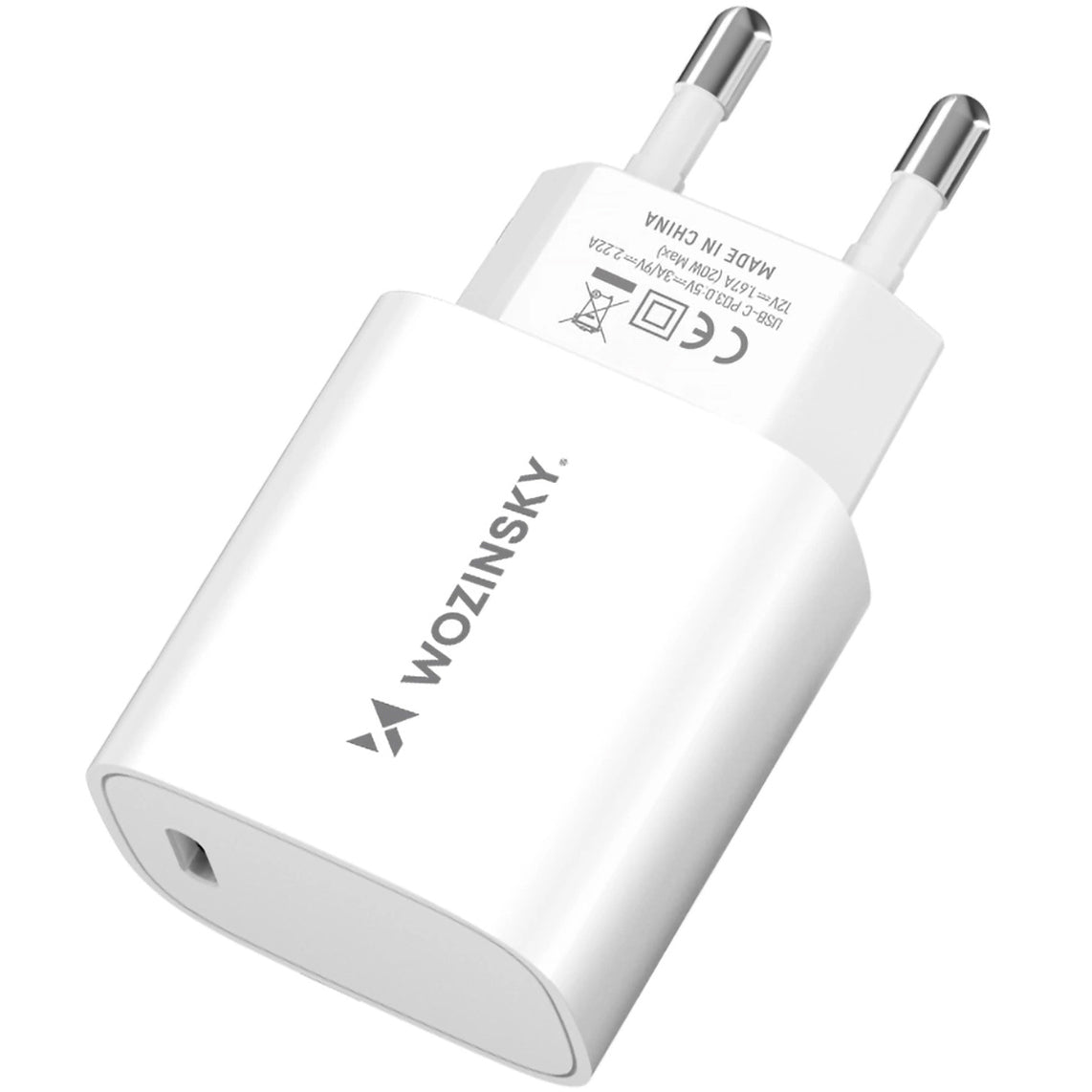 Carregador de Rede WZK WGWCCW, 20W, 3A, 1 x USB-C, Branco