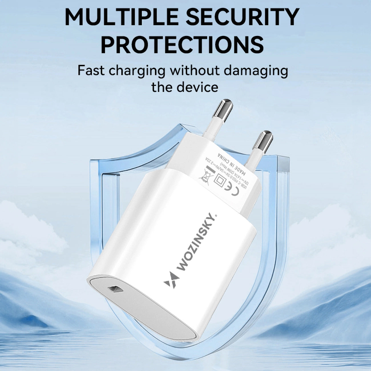 Carregador de Rede WZK WGWCCW, 20W, 3A, 1 x USB-C, Branco