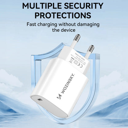 Carregador de Rede WZK WGWCCW, 20W, 3A, 1 x USB-C, Branco
