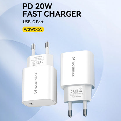 Carregador de Rede WZK WGWCCW, 20W, 3A, 1 x USB-C, Branco