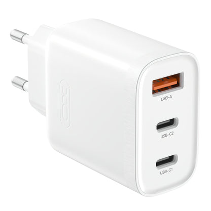 Carregador de rede XO Design L117, 45W, 3A, 1 x USB-A - 2 x USB-C, branco 