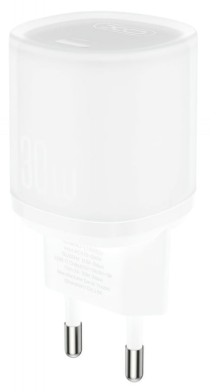 Carregador de Rede XO Design L150, 30W, 3A, 1 x USB-C, Branco